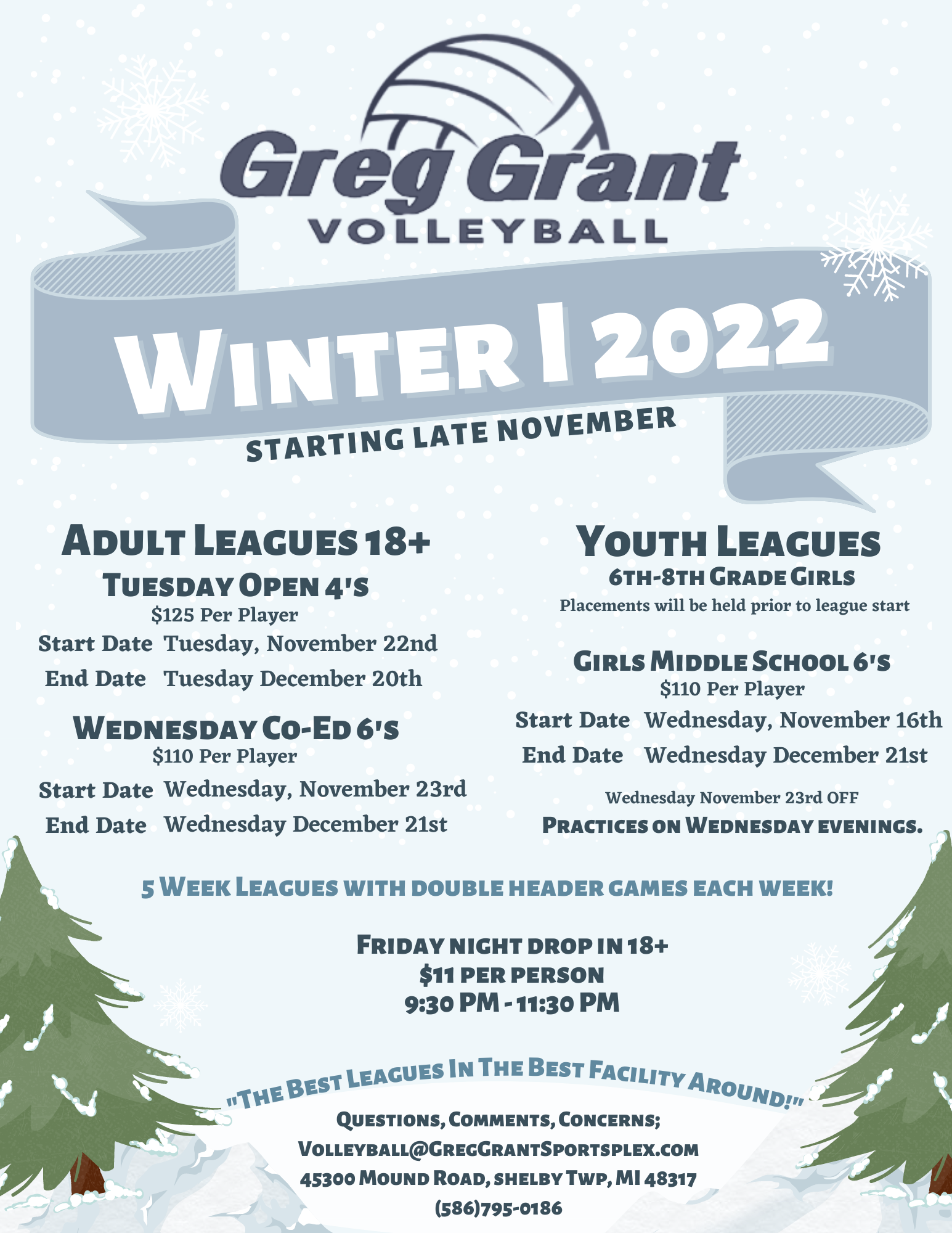 Indoor Volleyball Winter I 2022 Greg Grant Sportsplex