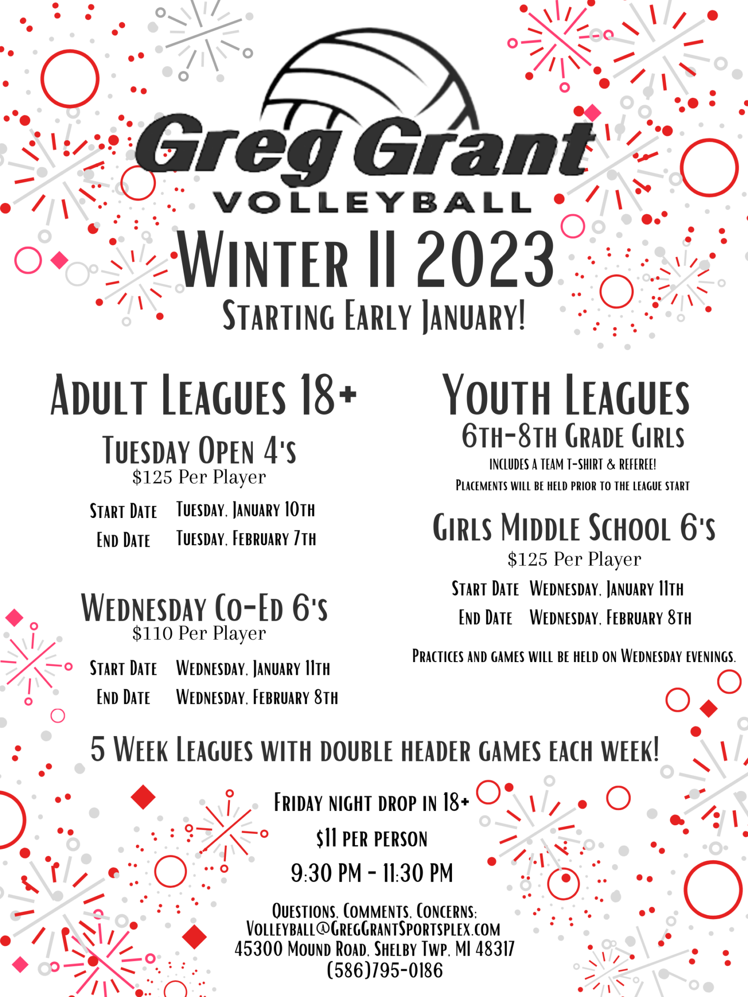 Indoor Volleyball Winter II 2023 Greg Grant Sportsplex