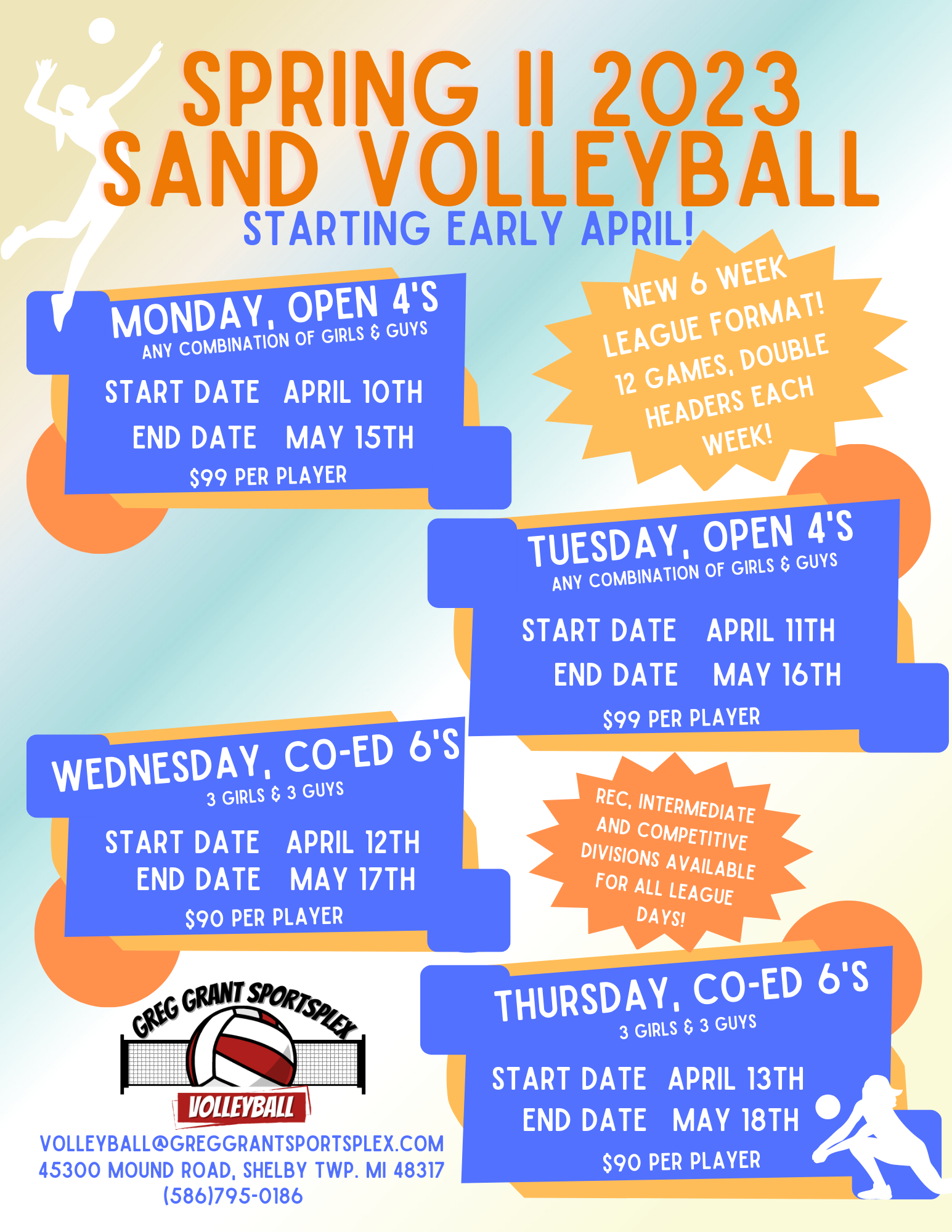 Adult Sand Volleyball Spring II 2023 - Greg Grant Sportsplex