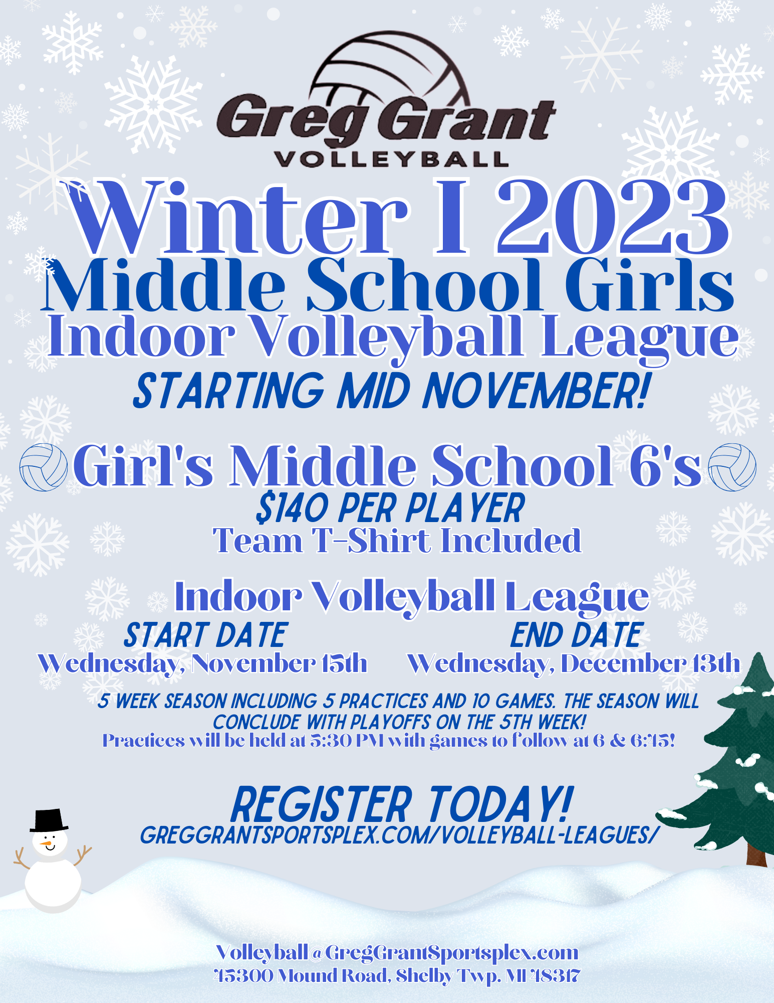 Indoor Volleyball Winter I 2023 Greg Grant Sportsplex