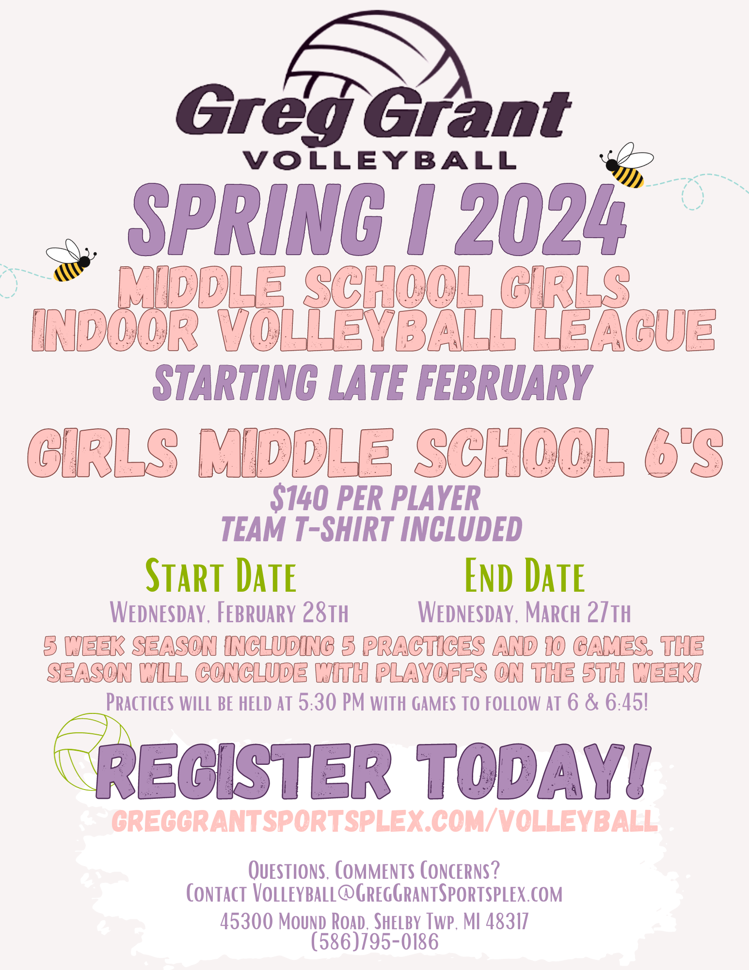 Indoor MS Girls Volleyball Spring I 2024 Greg Grant Sportsplex   Spring I Youth Indoor Volleyball League 2024 